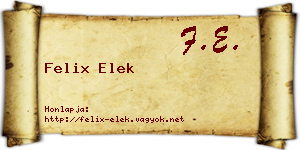 Felix Elek névjegykártya